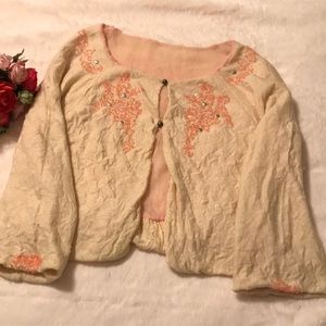 Free People Beaded Short Cardigan